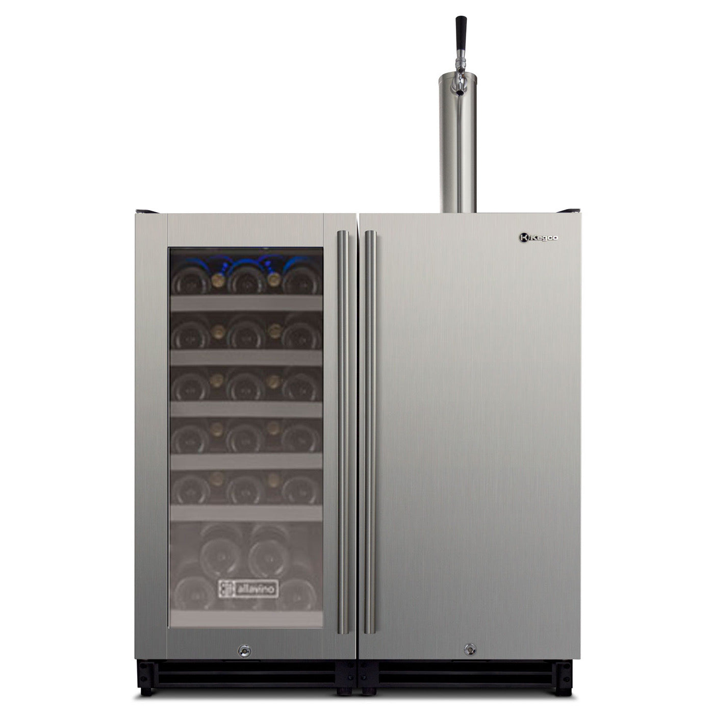 Kegco 30" Side-by-Side Single Zone Wine Refrigerator and Single Tap Kegerator