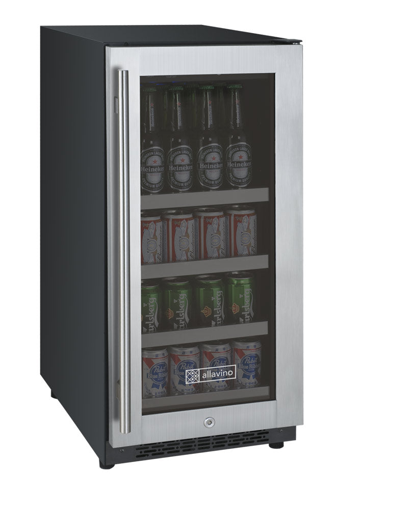 Allavino 15" Wide FlexCount II Tru-Vino Stainless Steel Left Hinge Beverage Center